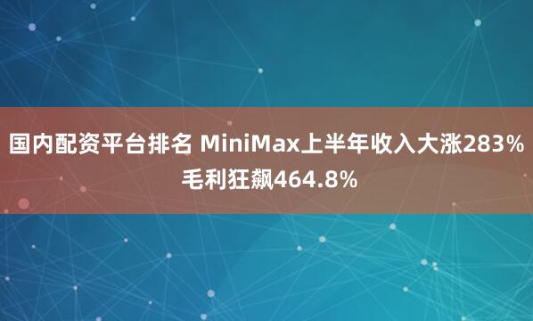 国内配资平台排名 MiniMax上半年收入大涨283% 毛利狂飙464.8%