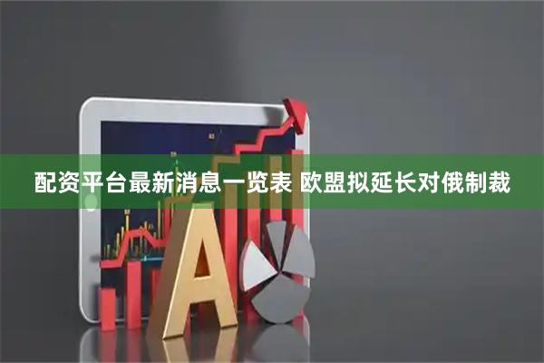 配资平台最新消息一览表 欧盟拟延长对俄制裁